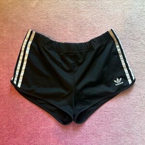 midrise adidas track shorts